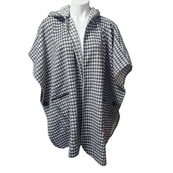 Hatch hooded knit wrap poncho houndstooth pockets one size maternity - Picture 1 of 7